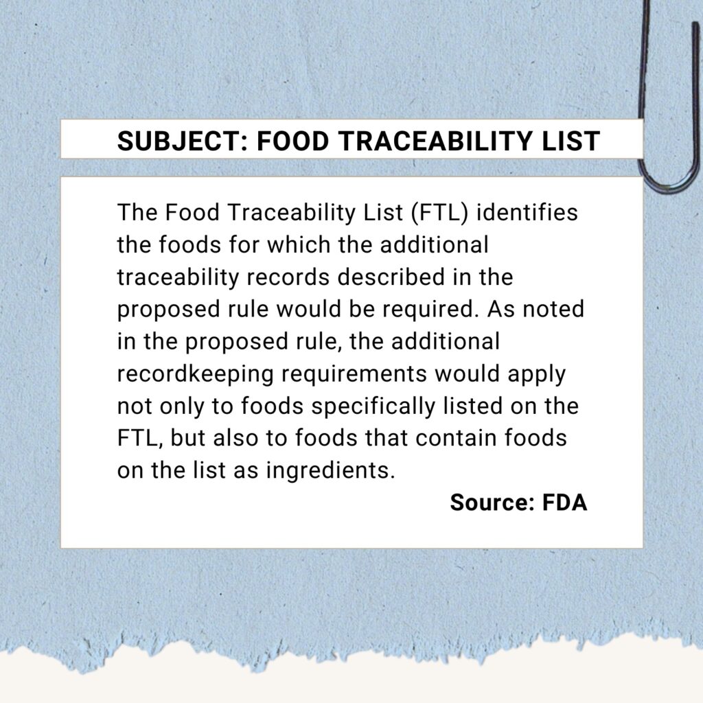 food traceability list definition
