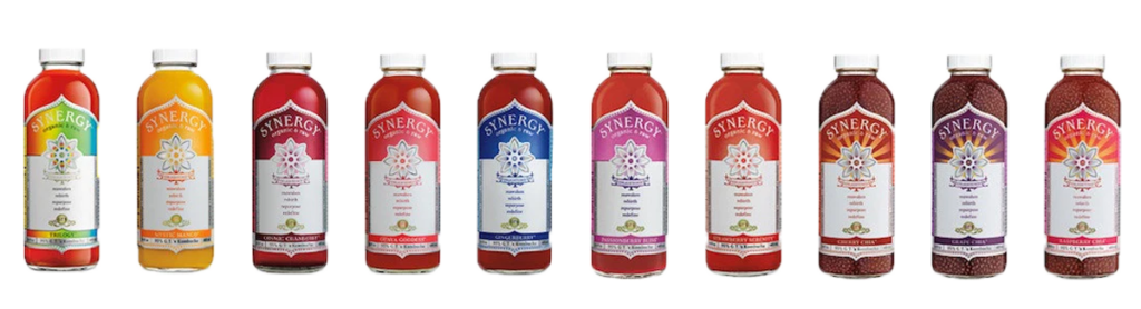 Collection of different flavors of GT's kombucha