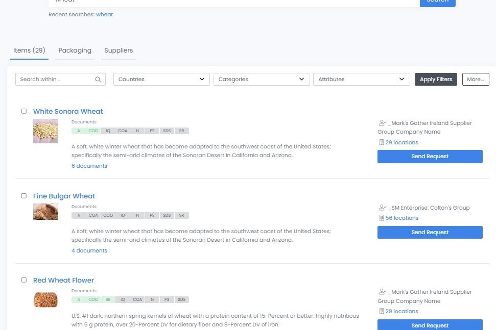 Networked Ingredients Marketplace