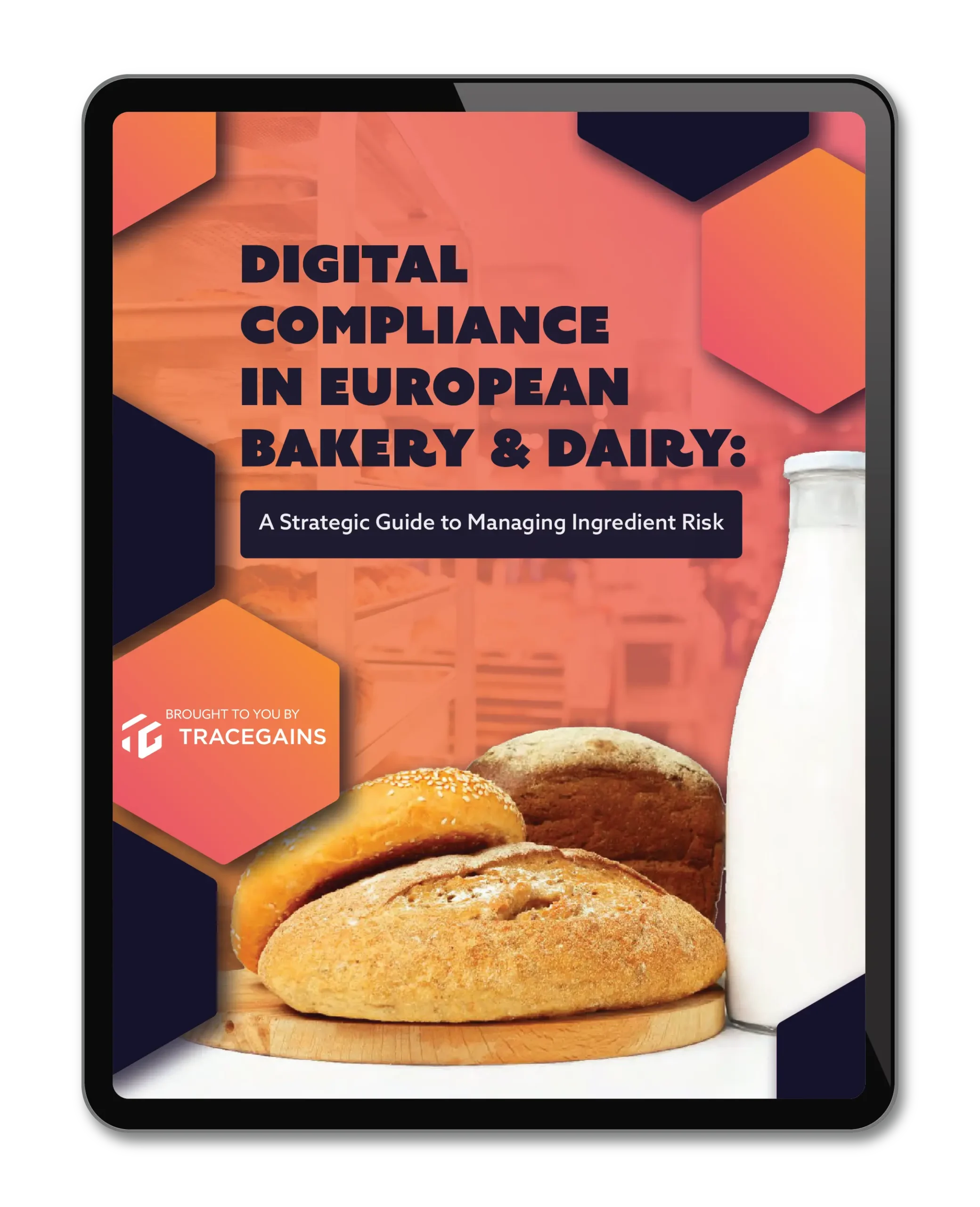 Digital Compliance in European Bakery and Dairy Mockup-02 Mockup of cover of Digital Compliance in European Bakery and Dairy ebook on tablet
