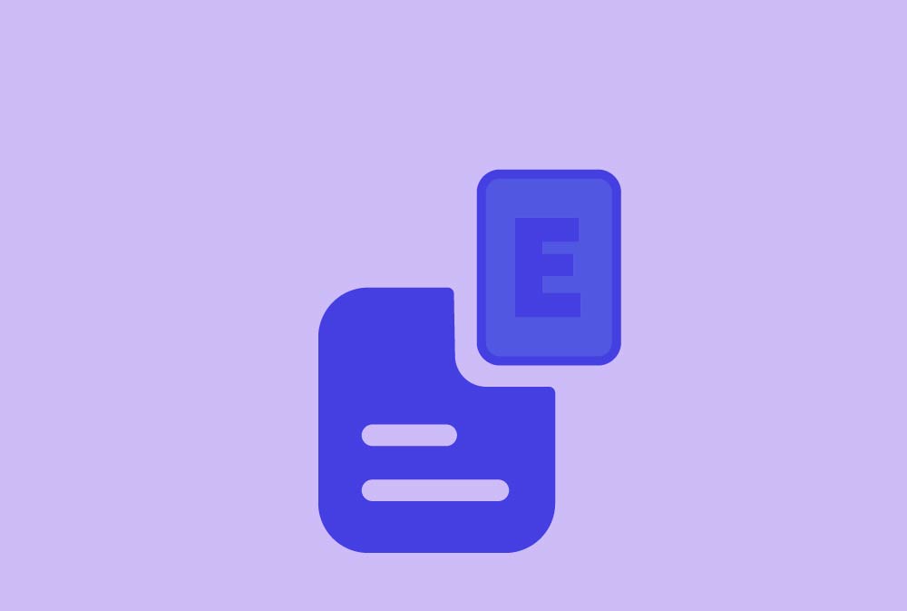Paper icon with an offset E on light purple background to help articles from the TraceGains Academy