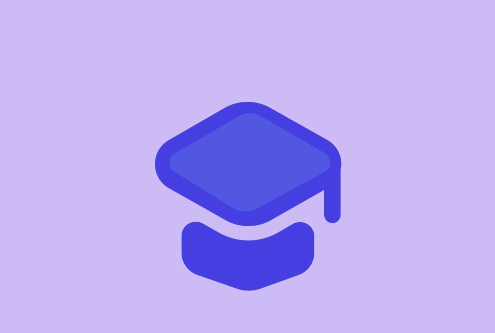 Graduation cap icon on light purple background to represent education and help people locate their courses within the TraceGains Academy
