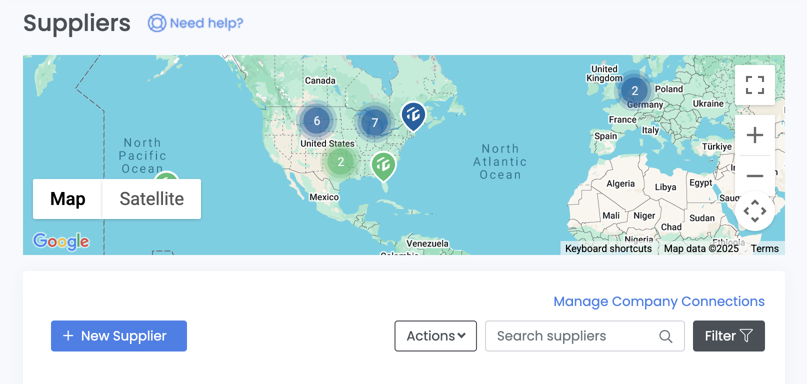Search function and map for ingredients using the TraceGains Gather Marketplace