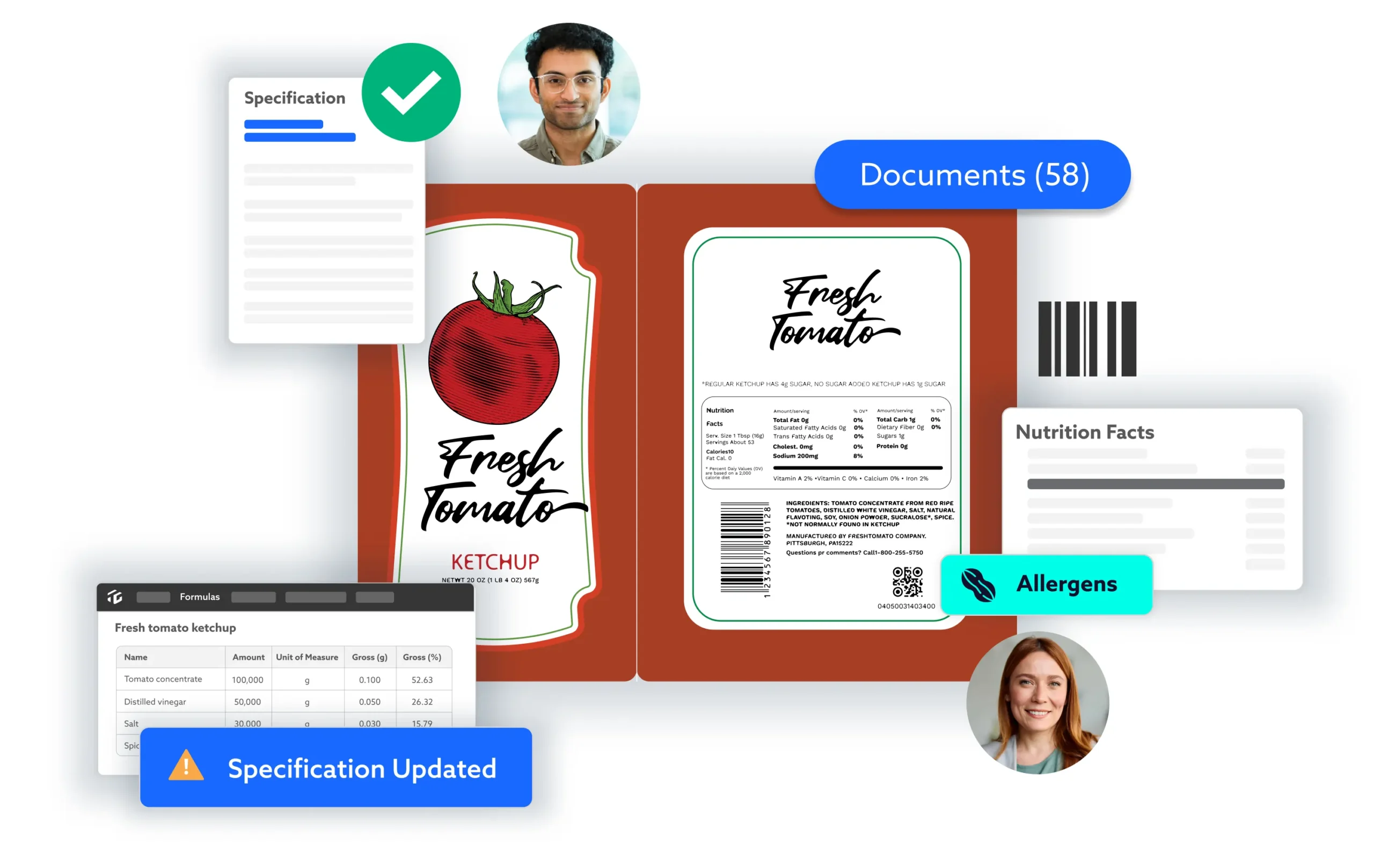 TraceGains Supplier Management solution showing supplier approval statuses and more