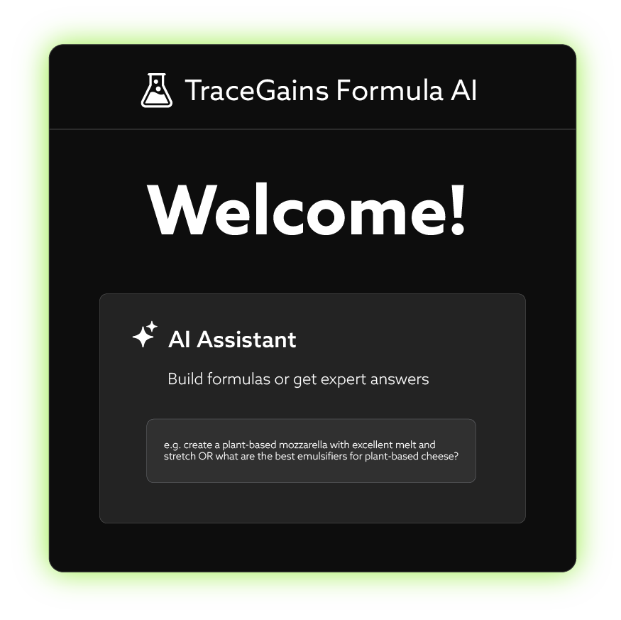 TraceGains Formula AI product screenshot welcome screen preview