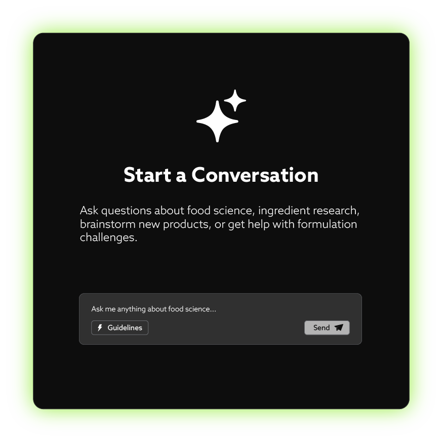 TraceGains Formula AI product screenshot start a conversation screen preview