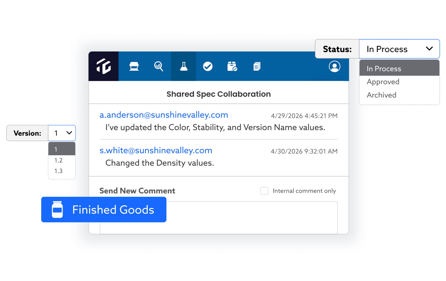 TraceGains Supplier Management solution showing supplier approval statuses and more