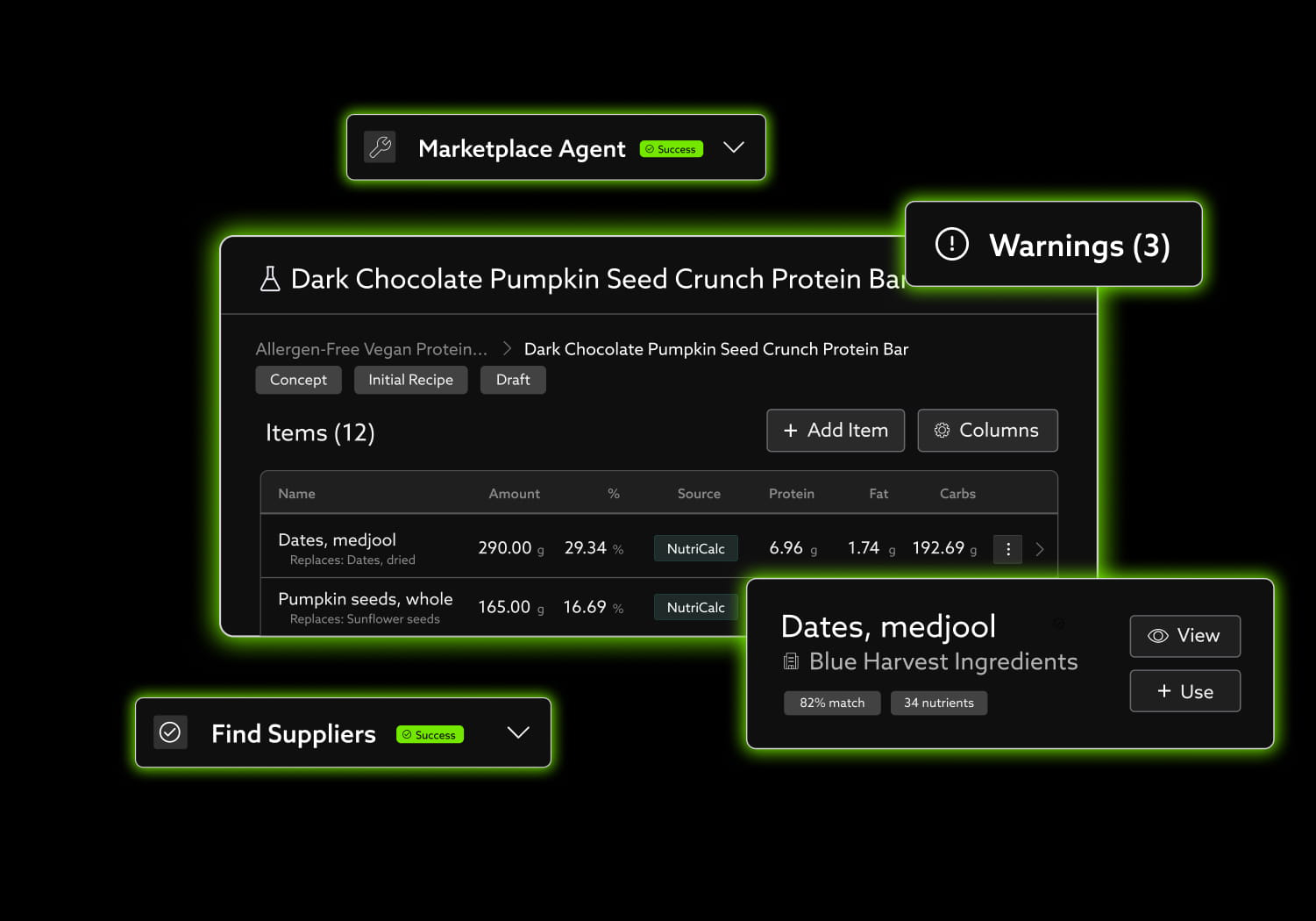 TraceGains Supplier Management solution preview showing audit-ready functionality like missing document reports